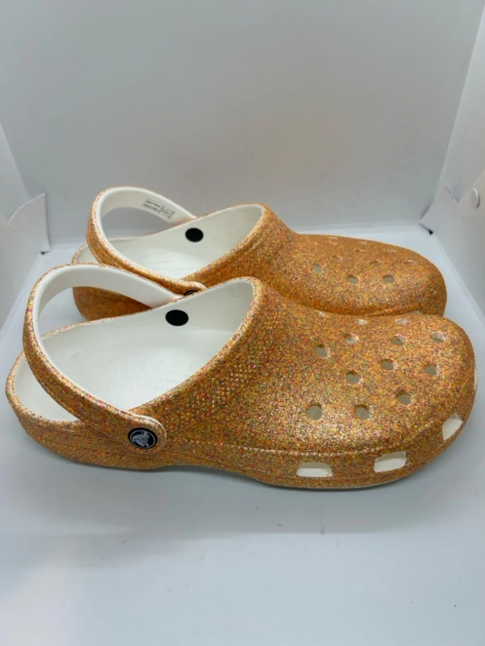CROCS Men’s CLASSIC GLITTER ORANGE SORBET 🍊 CLOGS SANDALS SHOES Sz 11